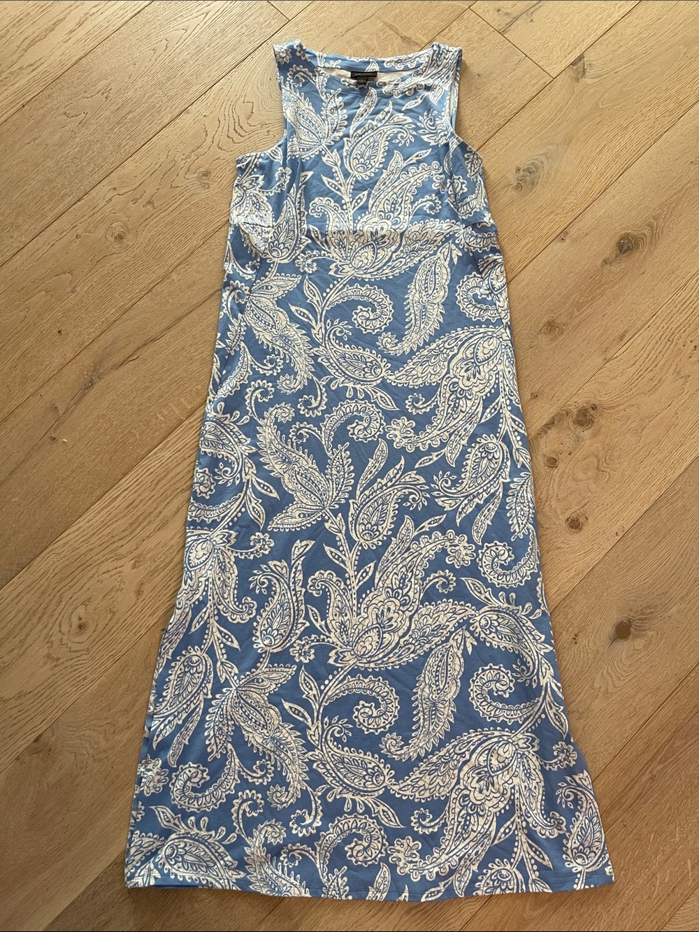 J. Jill Wearever Collection Periwinkle Maxi Dress with White Paisley Size XS